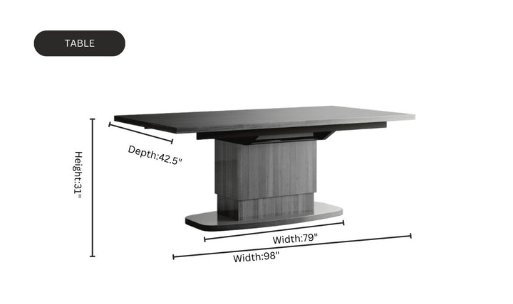 ESF Italia Vulcano Gray Dining Room Set With Extendable Table