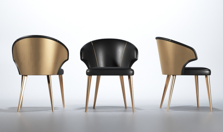 ESF Italia Wave Dark Gray Dining Set (Dining Table + Chairs + China Cabinet + Buffet)