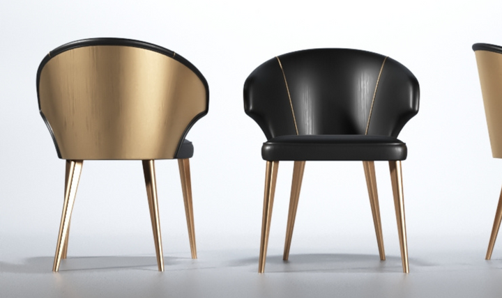 ESF Italia Wave Dark Gray Dining Set (Dining Table + Chairs + China Cabinet + Buffet)