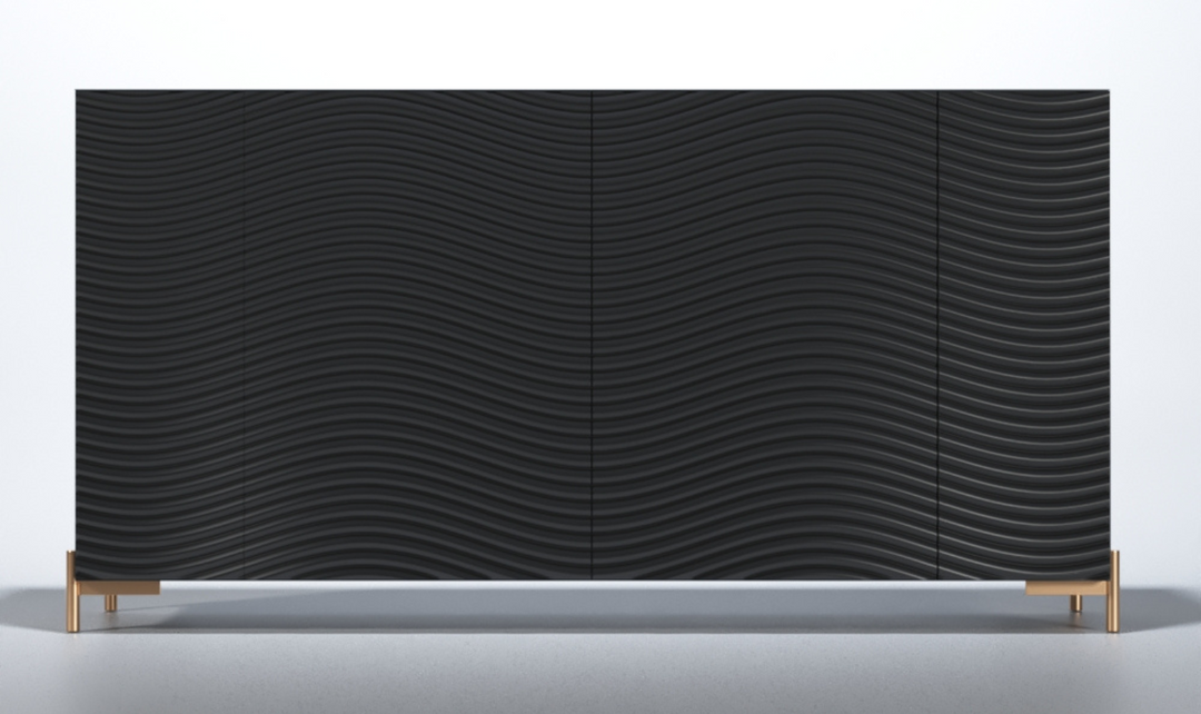 ESF Italia Wave Dark Gray Dining Set (Dining Table + Chairs + China Cabinet + Buffet)