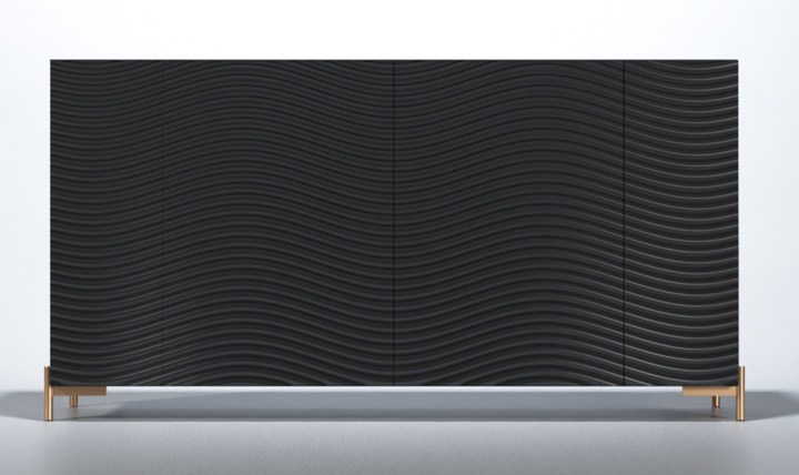 ESF Italia Wave Dark Gray Dining Set (Dining Table + Chairs + China Cabinet + Buffet)