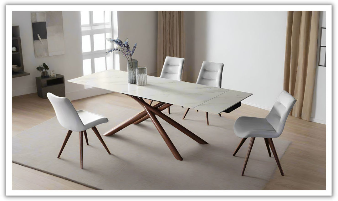 ESF Acquire 4-Seater Extendable Dining Table Set w/ Edito Fabric Chair