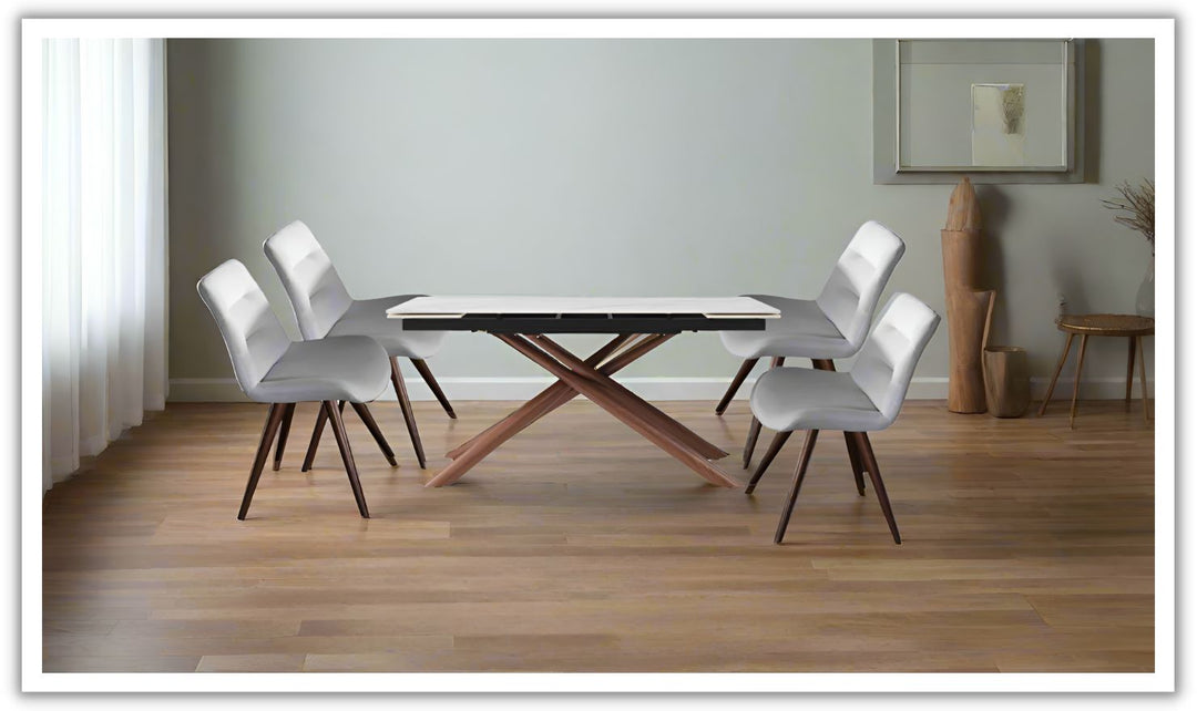 ESF Acquire 4-Seater Extendable Dining Table Set w/ Edito Fabric Chair