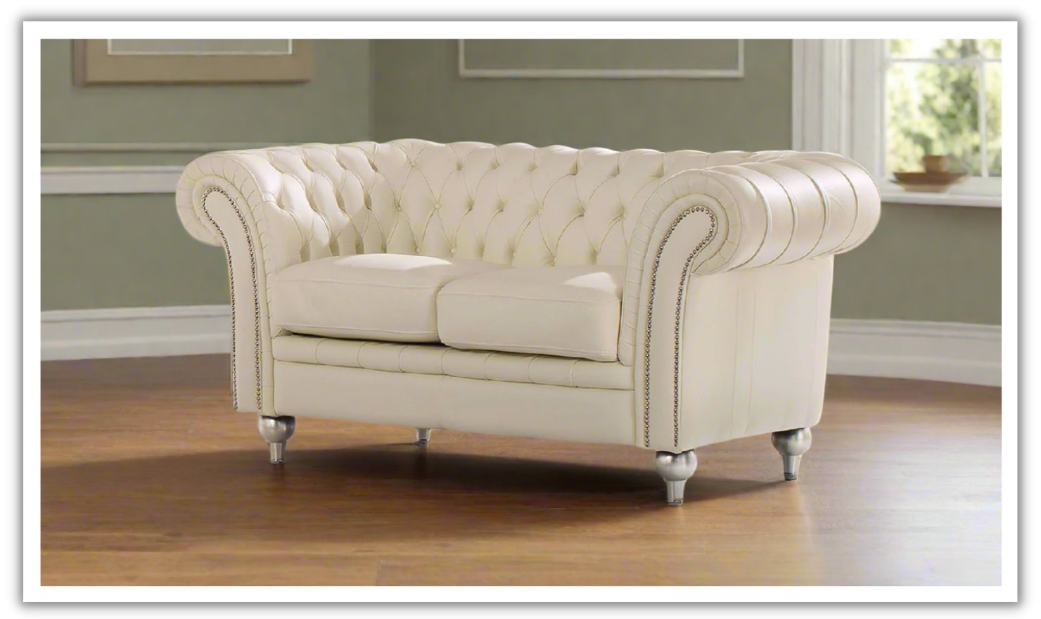 Buy ESF Furniture Alondra 2-Seater Leather Tufted Sofa in Beige Online –  Jennifer Furniture, image size:1480x880