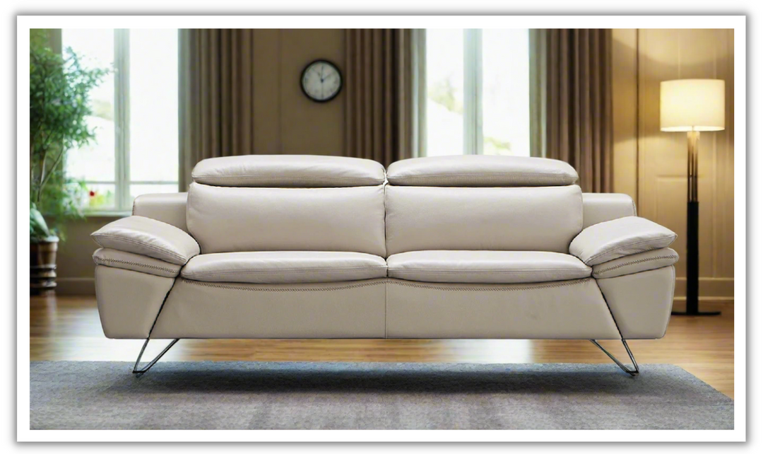 ESF Furniture Amir 2-Seater Gray Leather Sofa with Adjustable Headrests-jennifer furniture