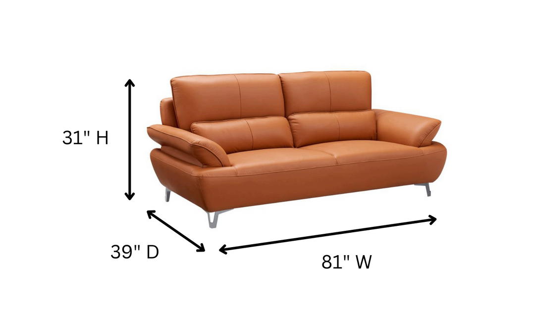 ESF Furniture Top Grain Leather Avianna Living Room Set in Orange