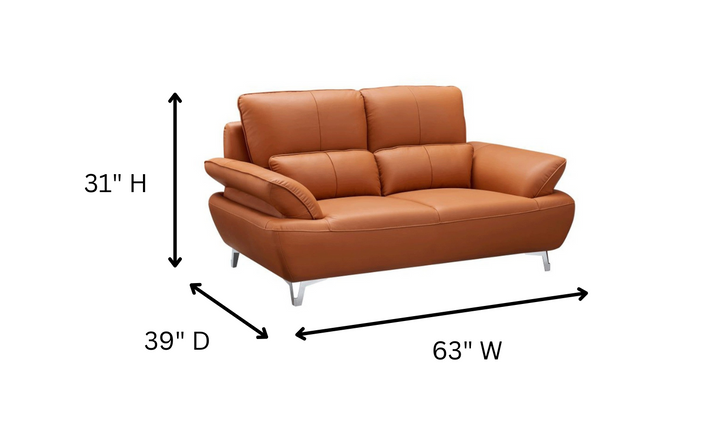 ESF Furniture Top Grain Leather Avianna Living Room Set in Orange
