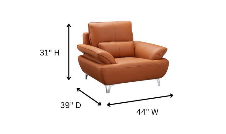 ESF Furniture Top Grain Leather Avianna Living Room Set in Orange