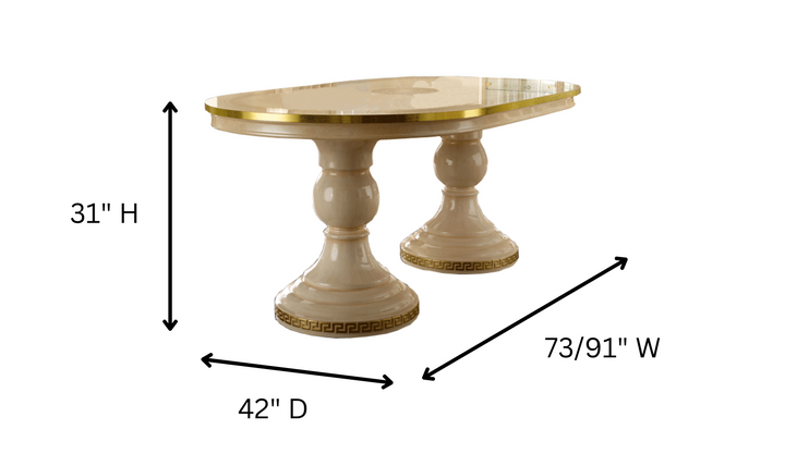 ESF Italia Aida Extendable Oval Shaped Dining Table in Ivory