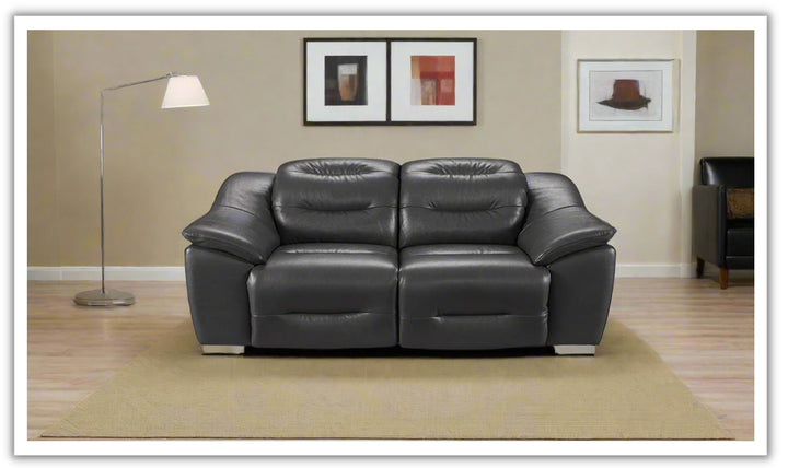 ESF Italia Abram Charcoal Leather Tufted Power Reclining Loveseat