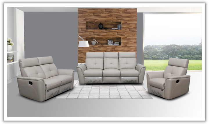 ESF Italia Adonis Leather Manual Recliner Living Room Set