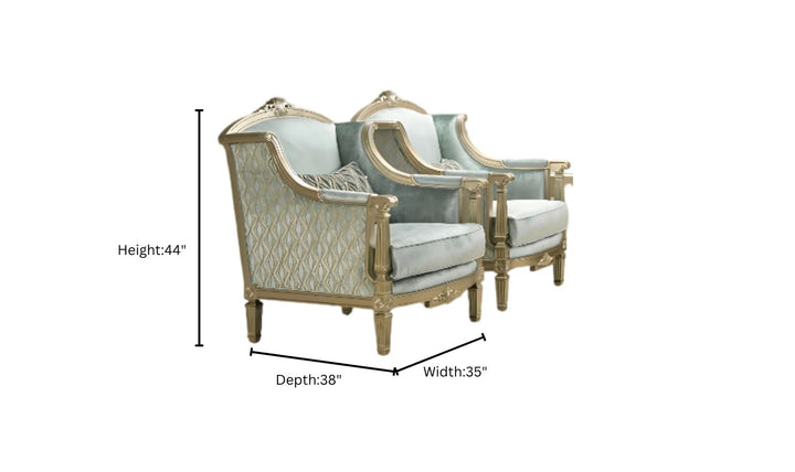Cosmos London Fabric Stationary Chair In Turquoise Color