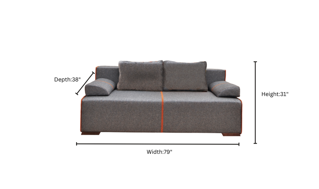 ESF Italia Avenue 2-seater Gray Fabric Sofa Bed With Storage