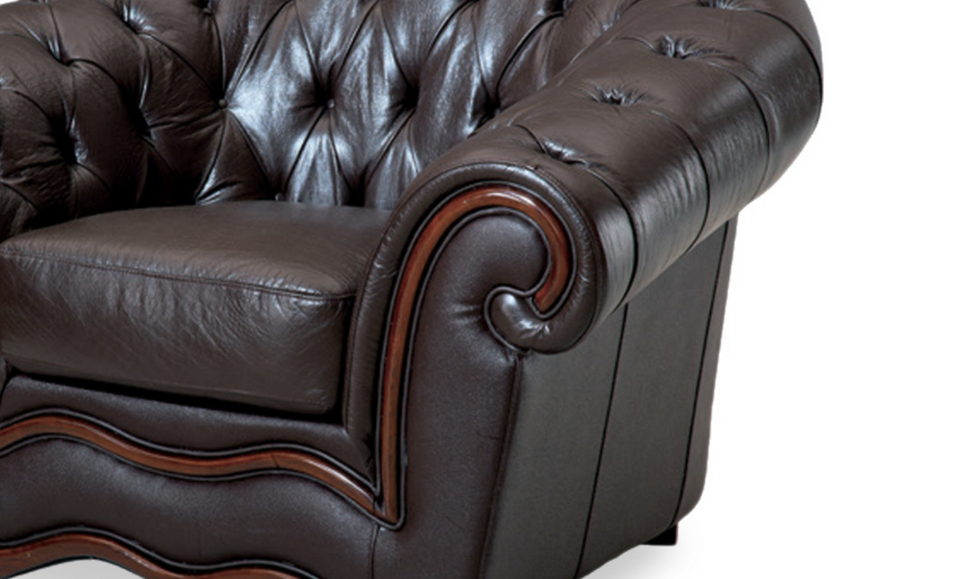 ESF Italia Aviana Brown Leather Chair With Tufted Backrest with Matt Finish