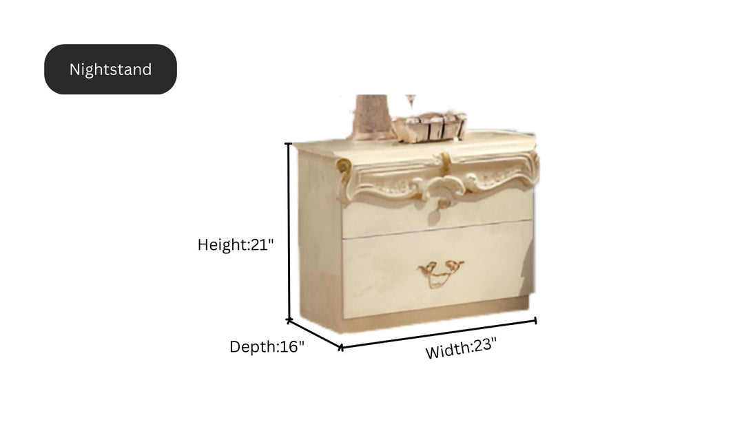 ESF Italia Barocco Bedroom Set In Ivory (Queen/King)