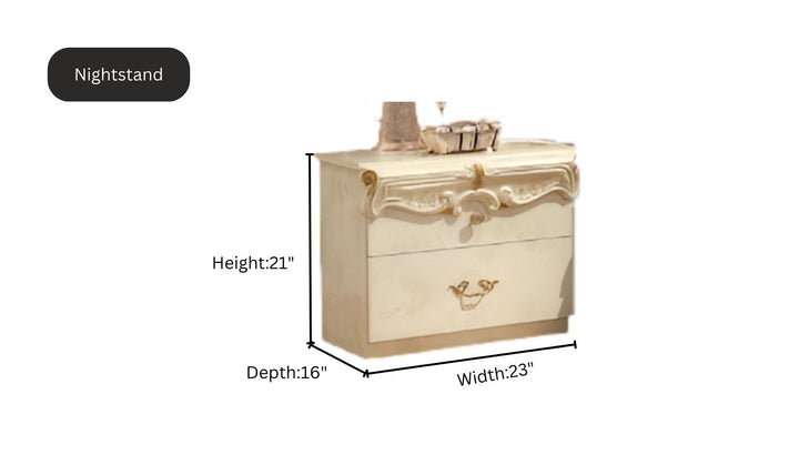 ESF Italia Barocco Bedroom Set In Ivory (Queen/King)