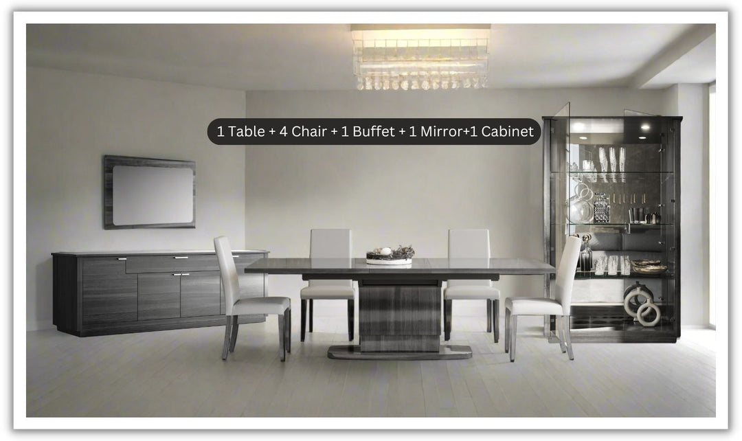 ESF Italia Vulcano Gray Dining Room Set With Extendable Table