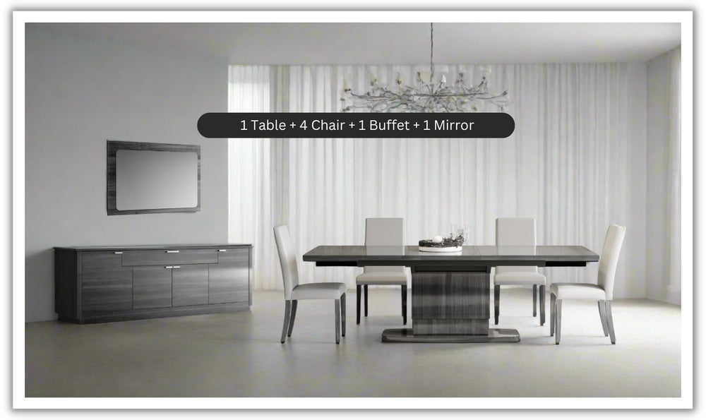 ESF Italia Vulcano Gray Dining Room Set With Extendable Table