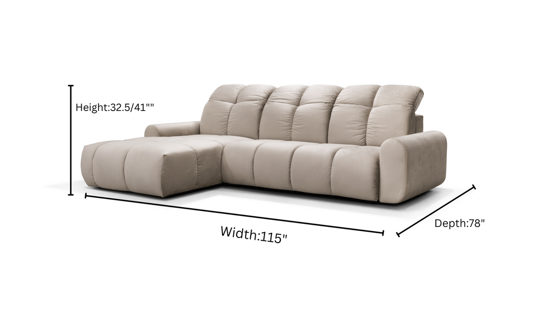 ESF Italia Bullet 3-seater L-shaped Sectional Sofa Bed In Beige