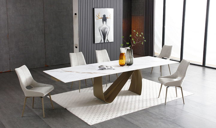 ESF Italia European 83-inch Ceramic Extension Dining Table with Top Marble Design