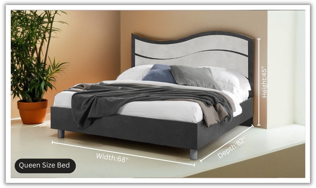 ESF Italia Ischia Wooden King/Queen Size Bed In Black and White