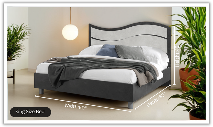 ESF Italia Ischia Wooden King/Queen Size Bed In Black and White