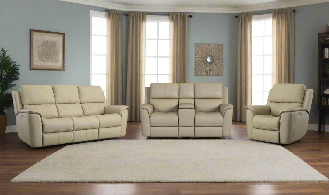 Flexsteel Henry Leather Power Recliner Living Room Set