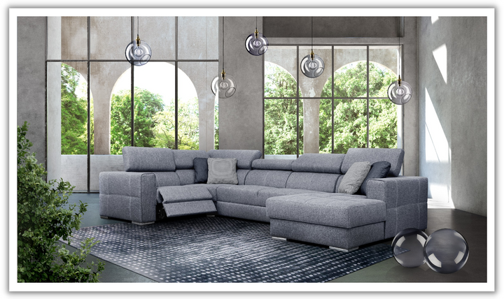 ESF Italia Quartz Electric Recliner Sectional Sofabed with Adjustable Headrest & Footrest