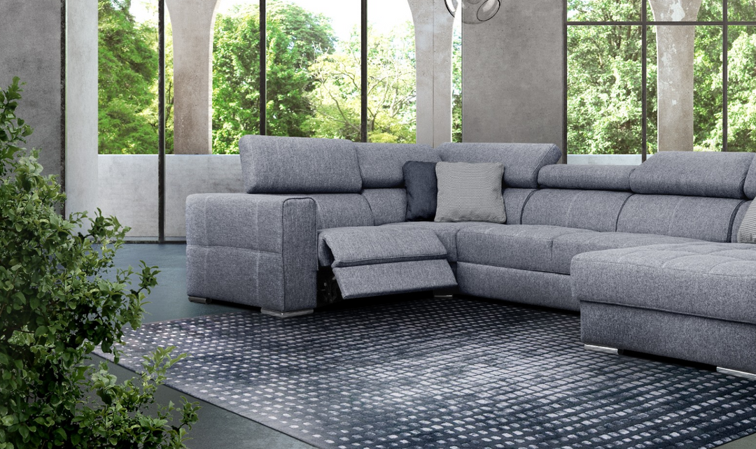 ESF Italia Quartz Electric Recliner Sectional Sofabed with Adjustable Headrest & Footrest