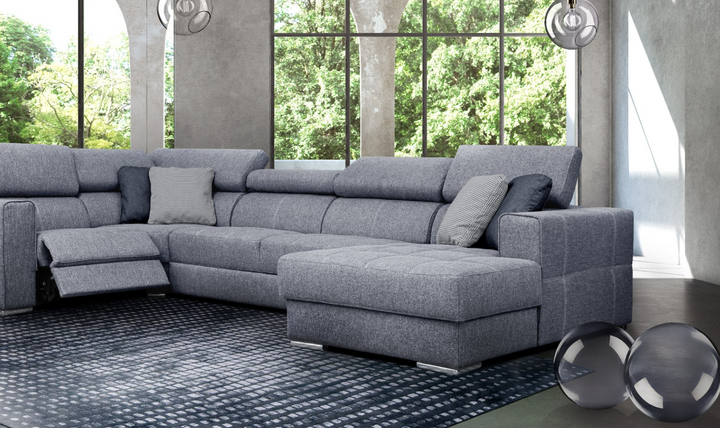 ESF Italia Quartz Electric Recliner Sectional Sofabed with Adjustable Headrest & Footrest