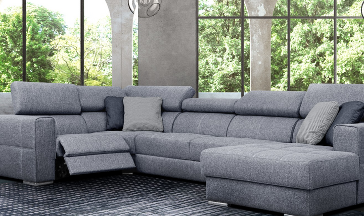 ESF Italia Quartz Electric Recliner Sectional Sofabed with Adjustable Headrest & Footrest