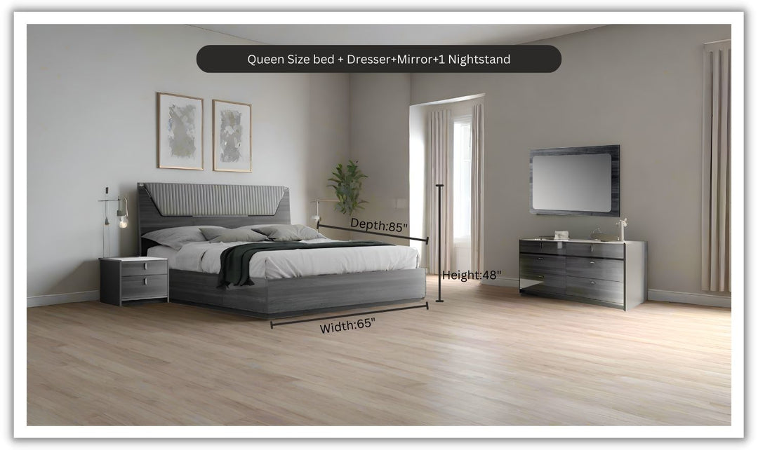 ESF Italia Vulcano (King/Queen) Bedroom Set With High Gloss Finish