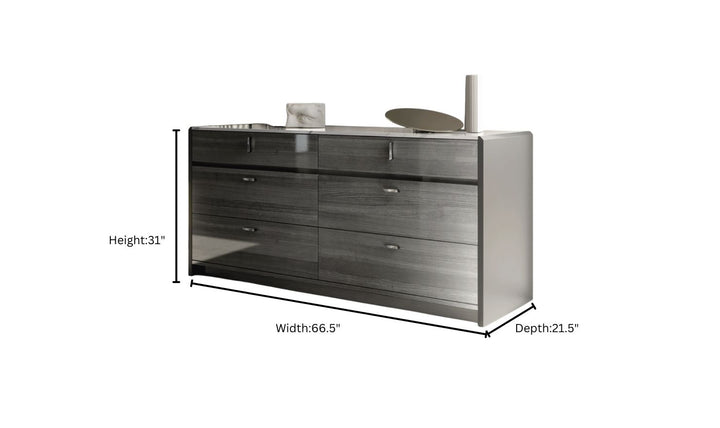 ESF Italia Vulcano (King/Queen) Bedroom Set With High Gloss Finish