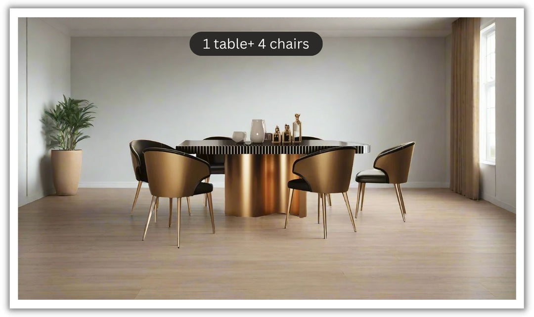 ESF Italia Wave Dark Gray Dining Set (Dining Table + Chairs + China Cabinet + Buffet)