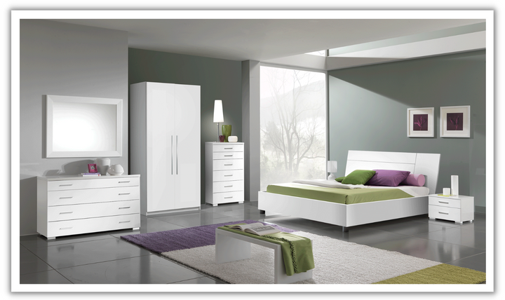 ESF Italia Panarea White Bedroom Set With Momo Cases