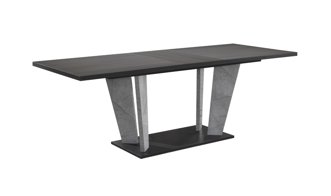 Jennifer Italia Travertine Premium Extendable Wooden Dining Table in Gray
