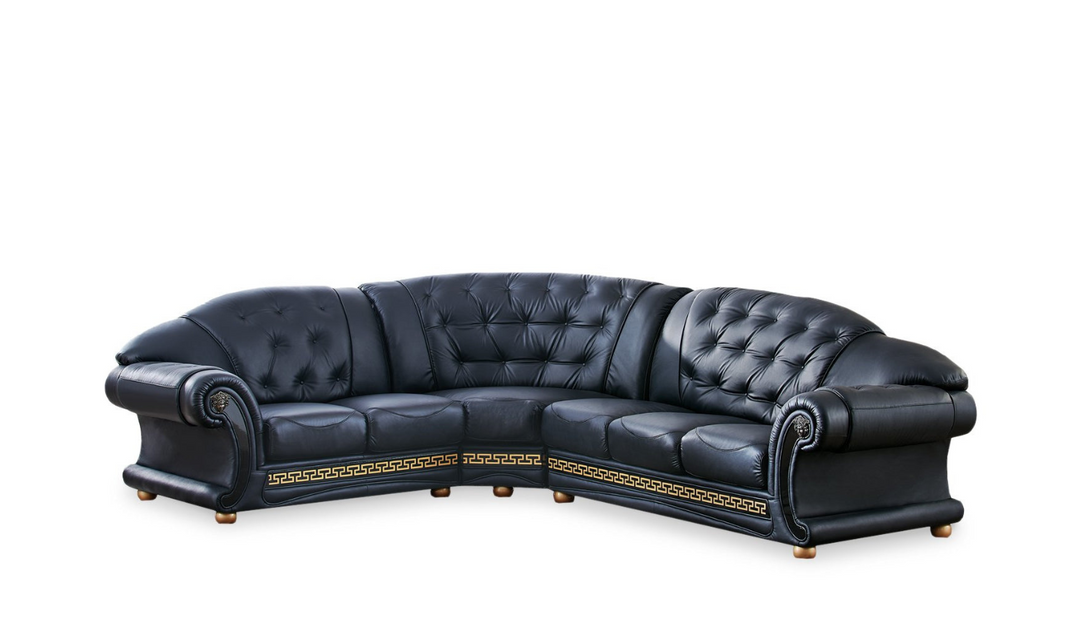 ESF Italia Apolo 6-Seater L-Shaped Leather Sectional Sofa with Rolled Arms