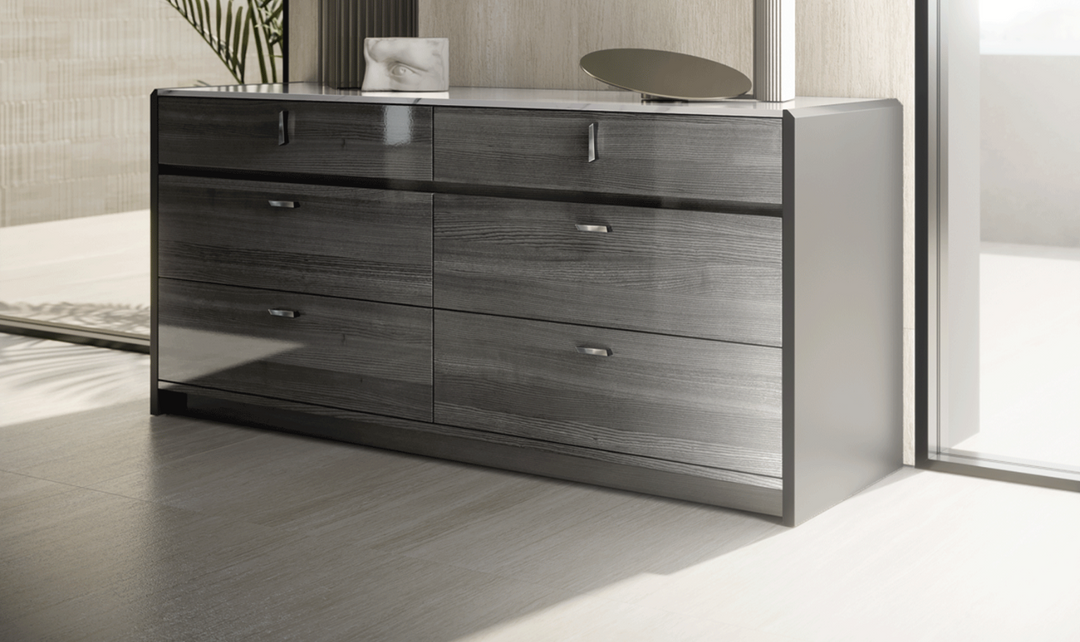 ESF Italia Vulcano (King/Queen) Bedroom Set With High Gloss Finish