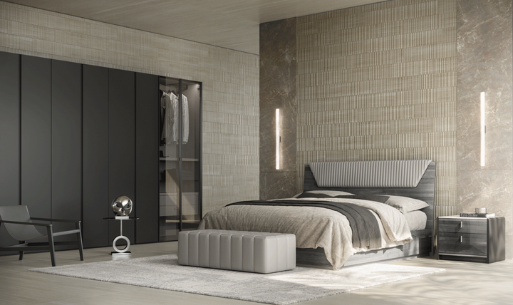 ESF Italia Vulcano (King/Queen) Bedroom Set With High Gloss Finish