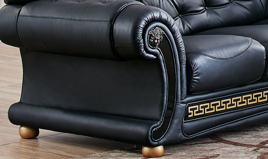 ESF Italia Apolo 6-Seater L-Shaped Leather Sectional Sofa with Rolled Arms- Jennifer Furniture