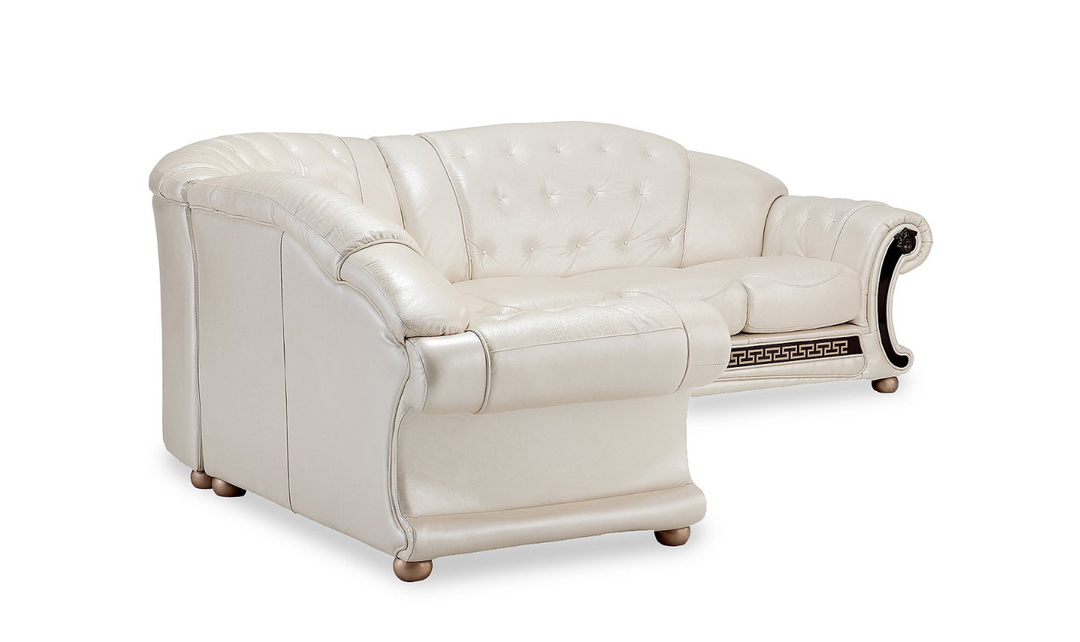 ESF Italia Apolo 6-Seater L-Shaped Leather Sectional Sofa with Rolled Arms