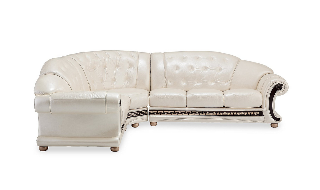 ESF Italia Apolo 6-Seater L-Shaped Leather Sectional Sofa with Rolled Arms