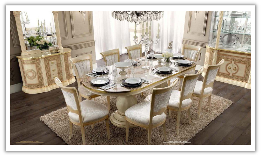 ESF Italia Aida Extendable Oval Shaped Dining Table in Ivory- Jennifer Furniture