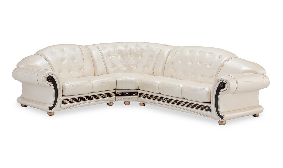 ESF Italia Apolo 6-Seater L-Shaped Leather Sectional Sofa with Rolled Arms