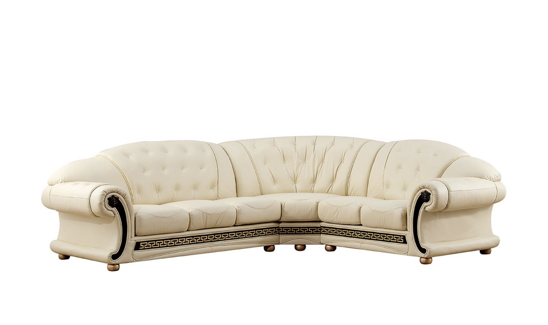 ESF Italia Apolo 6-Seater L-Shaped Leather Sectional Sofa with Rolled Arms