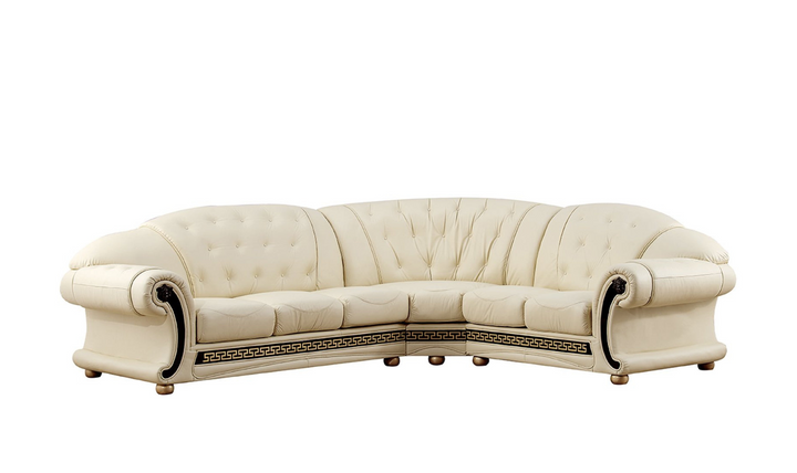 ESF Italia Apolo 6-Seater L-Shaped Leather Sectional Sofa with Rolled Arms