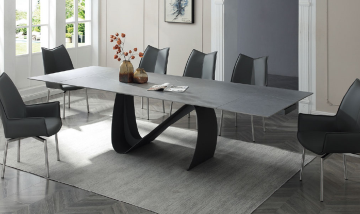 European Ceramic Top Marble Design Extension Dining Table- Jennifer Furniture