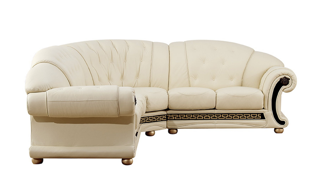 ESF Italia Apolo 6-Seater L-Shaped Leather Sectional Sofa with Rolled Arms