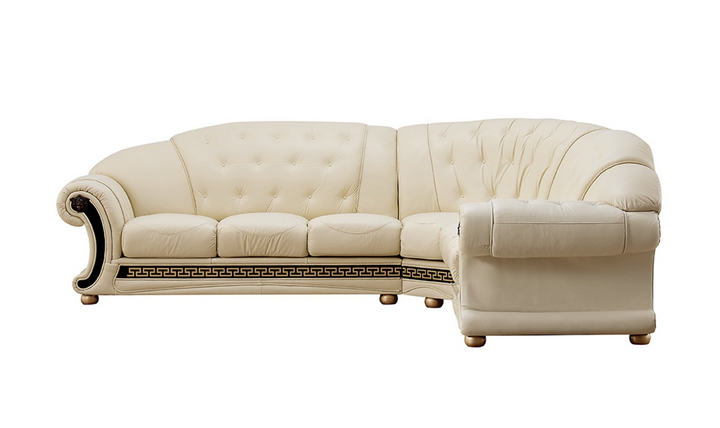 ESF Italia Apolo 6-Seater L-Shaped Leather Sectional Sofa with Rolled Arms