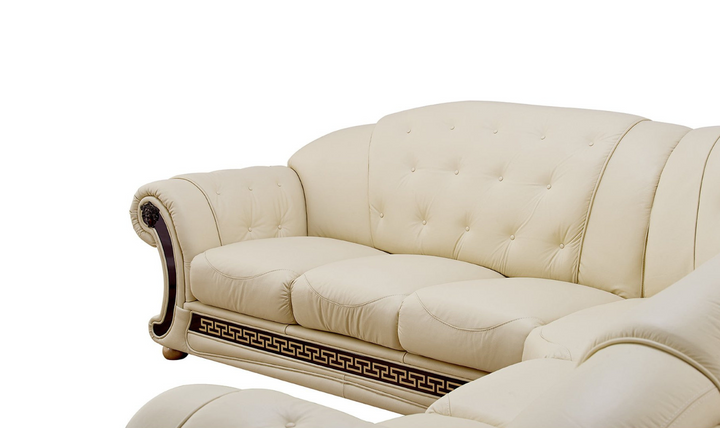 ESF Italia Apolo 6-Seater L-Shaped Leather Sectional Sofa with Rolled Arms